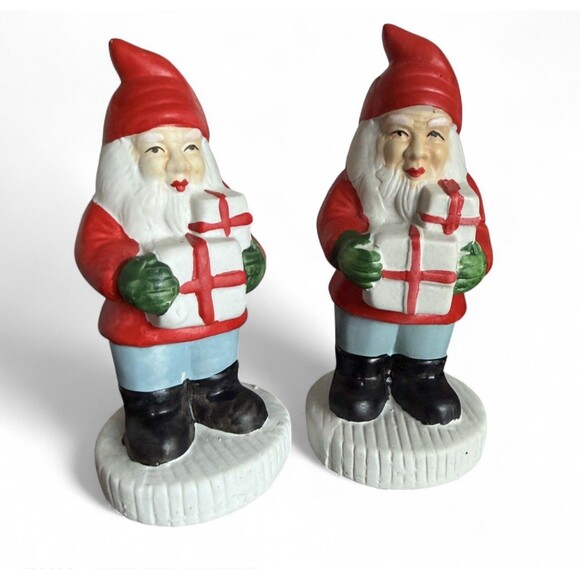 VTG 2 GOT Santa Claus Porcelain Figurines Christmas Gnomes Ceramic Holiday Gifts - Picture 1 of 4